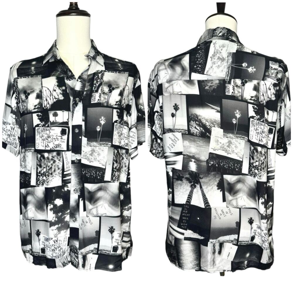 Topman | Men | Film Photograph Beach SS Camp Button Up Shirt | Size Medium
